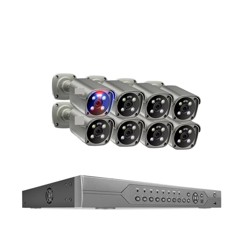 JUCFRDNJ 16CH 8MP 5MP POE Camera System H.265 4K Face Human Detect Two-Way Audio Colorful Night Security Surveillance Camera(None,16CH 8pcs 8MP Cam)