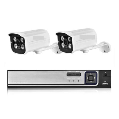 JUCFRDNJ H.265 HD 5MP POE NVR Kit Street CCTV Record Security System Bullet IP Camera Audio Outdoor Home Video Surveillance Camera Set(1T,8CH NVR and 2 Camera_UK Plug)