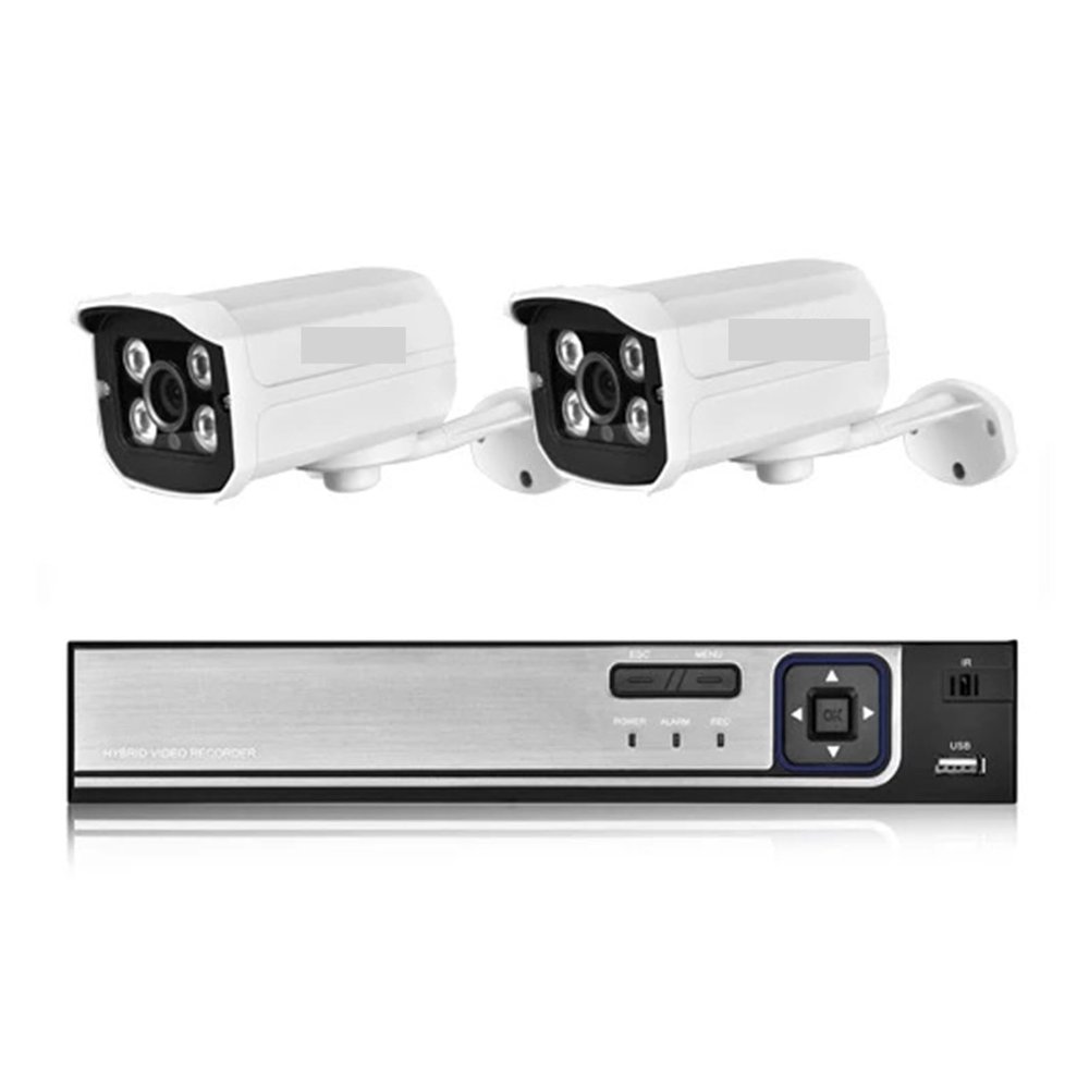 JUCFRDNJ H.265 HD 5MP POE NVR Kit Street CCTV Record Security System Bullet IP Camera Audio Outdoor Home Video Surveillance Camera Set(1T,8CH NVR and 2 Camera_UK Plug)