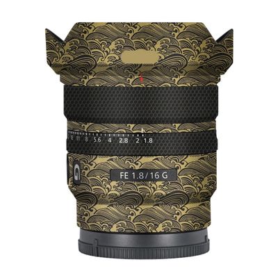 Anti-Scratch Camera Lens Sticker for Sony FE 16mm F1.8 G Coat Wrap Protective Film Skin Cover 16 F 1.8(Wave Gold)