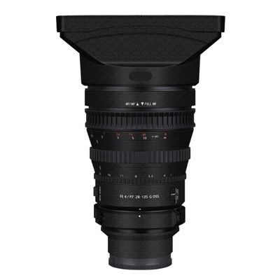Lens Cap Skin Anti-Scratch Camera Sticker Protective Wrap Film Body Protector Decal for Sony FE PZ 28-135mm F4 G OSS 28-135 F 4(Armor Fiber Black)