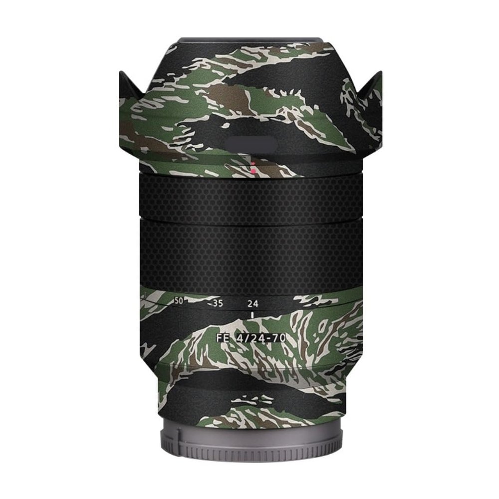 Camera Lens Sticker Coat Wrap Protective Film Body Protector Decal Skin for Sony FE 24-70mm F4 ZA 24-70 F 4(Tiger Stripe Camo)