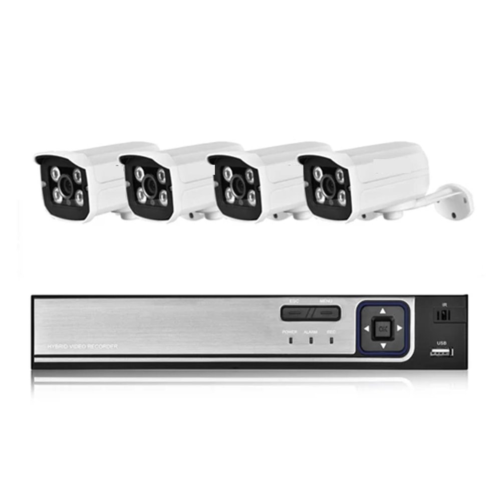 JUCFRDNJ H.265 HD 5MP POE NVR Kit Street CCTV Record Security System Bullet IP Camera Audio Outdoor Home Video Surveillance Camera Set(None,8CH NVR and 4 Camera_AU Plug)