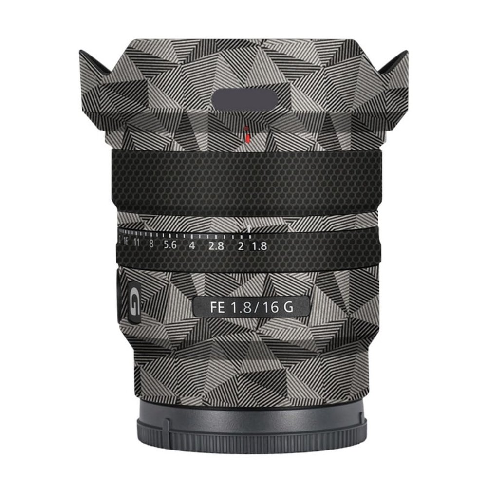 Anti-Scratch Camera Lens Sticker for Sony FE 16mm F1.8 G Coat Wrap Protective Film Skin Cover 16 F 1.8(Triangle Titanium)