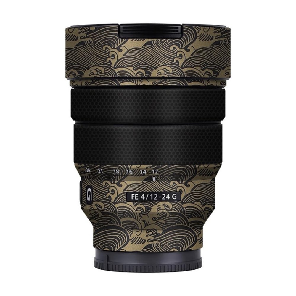 Camera Lens Sticker for Sony FE 12-24mm F4 G Macro Coat Wraps Film Protective Vinyl Decal Skin 12-24 4(Wave Gold)