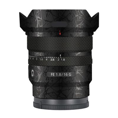 Anti-Scratch Camera Lens Sticker for Sony FE 16mm F1.8 G Coat Wrap Protective Film Skin Cover 16 F 1.8(Splash Ultra Black)
