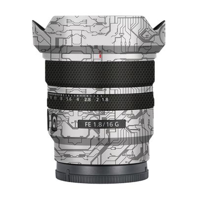 Anti-Scratch Camera Lens Sticker for Sony FE 16mm F1.8 G Coat Wrap Protective Film Skin Cover 16 F 1.8(Circuit White)
