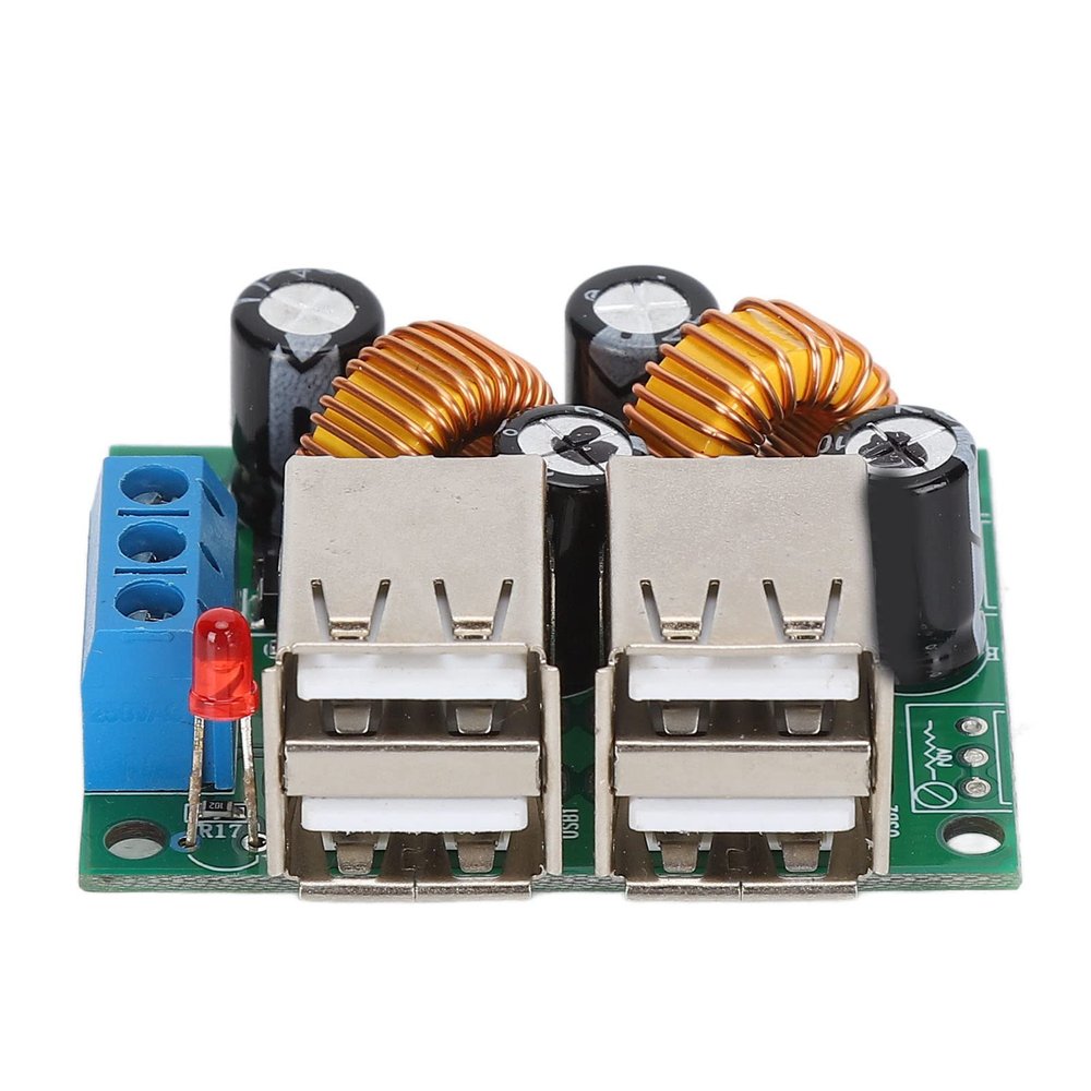 FTVOGUE 4 USB Port Converter Module Power Supply Conversion Board, DC 12V 24V 40V to 5V 5A, Brass Material, A5268 Chip, Compact Design