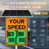 Solar Powered Radar Speed Limit Sign, LED Speed Limit Radar Detector Display, Speed Measurement Distance 300 Meters, Applicable to Highways, Speed-Limit Roads 60x90cm/24 x35-Yellow view 3