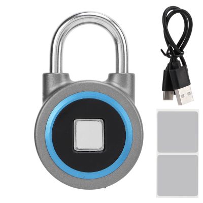 Fingerprint Padlock Smart Electronic Lock for Gym Cabinets Safes Locker Control Anytime Artificial Intelligence (Blue)