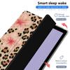 AdorableWhimsy Leopard Print Case for iPad 9th/7th/8th Generation(2021/2020/2019 10.2 Inch) Aesthetic Hibiscus Protective Cover Trifold Stand Pink Leather Soft Back with Pencil Holder view 3