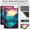 Case for 6" Kindle Paperwhite 4 10th Gen 2018 Release, Lightweight PU Leather Cover with Auto Sleep/Wake & Multi-Angle Stand for Kindle Paperwhite 2018 10th Gen E-Reader, Dolphin view 4
