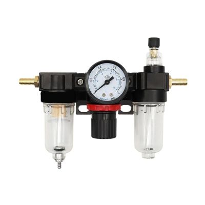 AC2000-02 1/4"Pressure Regulator Gauge Air Compressor Filter Oil Moisture Separator for Water Filters Dehumidifie(PC 10mm Fitting)