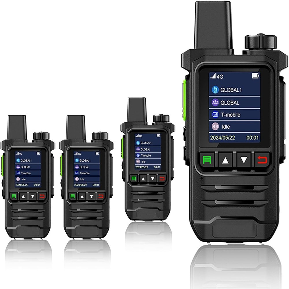 Global Walkie Talkies Unlimited Range Nationwide LTE Walkie-Talkie - Two-Way Radio - Unlimited Range POC Two Way Radios Set (Black-4Pack)
