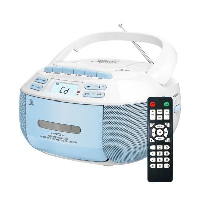 Retro Cassette Player with CD Tape Player,Retro Tape Player with Speaker,Cassette Boombox,Magnetic Tape/USB/CD Playback,Supports Recording Function,for Family Gatherings,Square Dancing(Color:Blue)
