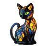 Cat Lamp Stained Night Light,Cute Resin Cats Table Lamps,Retro Pet Themed Lights Series for Animal Lovers,Novelty Tabletop LED Warm Light,Funny Home Figurine Living Room Bedroom Decor (Cat-A) view 2