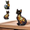 Cat Lamp Stained Night Light,Cute Resin Cats Table Lamps,Retro Pet Themed Lights Series for Animal Lovers,Novelty Tabletop LED Warm Light,Funny Home Figurine Living Room Bedroom Decor (Cat-A) view 4