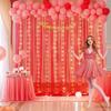 10ft x 10ft Red Tulle Photo Backdrop Curtain with Lights String for Christmas Party Red Sheer Curtain Backdrop Drapes for Birthday Party Wedding Holiday Photo Booth Background Home Room Decorations view 1