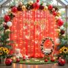 10ft x 10ft Red Tulle Photo Backdrop Curtain with Lights String for Christmas Party Red Sheer Curtain Backdrop Drapes for Birthday Party Wedding Holiday Photo Booth Background Home Room Decorations view 2