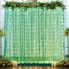 10ft x 8ft Hunter Green Tulle Photo Backdrop Curtain with Lights String for Christmas Party Sheer Curtain Backdrop Drapes for Birthday Party Holiday Wedding Photo Booth Background Room Decorations view 1