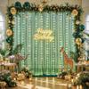 10ft x 8ft Hunter Green Tulle Photo Backdrop Curtain with Lights String for Christmas Party Sheer Curtain Backdrop Drapes for Birthday Party Holiday Wedding Photo Booth Background Room Decorations view 2