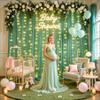 10ft x 8ft Hunter Green Tulle Photo Backdrop Curtain with Lights String for Christmas Party Sheer Curtain Backdrop Drapes for Birthday Party Holiday Wedding Photo Booth Background Room Decorations view 4
