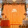 10ft x 8ft Orange Tulle Photo Backdrop Curtain with Lights String for Halloween Party Orange Sheer Curtain Backdrop Drapes for Birthday Party Wedding Photo Booth Background Home Room Decorations view 1