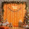 10ft x 8ft Orange Tulle Photo Backdrop Curtain with Lights String for Halloween Party Orange Sheer Curtain Backdrop Drapes for Birthday Party Wedding Photo Booth Background Home Room Decorations view 4