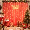 10ft x 8ft Red Tulle Photo Backdrop Curtain with Lights String for Christmas Party Red Sheer Curtain Backdrop Drapes for Birthday Party Wedding Holiday Photo Booth Background Home Room Decorations view 3