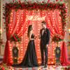10ft x 8ft Red Tulle Photo Backdrop Curtain with Lights String for Christmas Party Red Sheer Curtain Backdrop Drapes for Birthday Party Wedding Holiday Photo Booth Background Home Room Decorations view 4