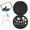 9 in 1 Cable Case, Multi USB Charging Adapter Kit, USB to USB-C Adapter, 60W Fast Charge Type-C Micro Cable, Cables Conversion Storage Box with Card Slot Phone Holder (Black) view 1