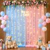10ft x 8ft Pink Blue Tulle Photo Backdrop Curtain with Lights String for Gender Reveal Sheer Curtain Back Drop Baby Shower Backdrop for Boy or Girls Birthday Party Photo Booth Background Decorations view 1