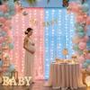10ft x 8ft Pink Blue Tulle Photo Backdrop Curtain with Lights String for Gender Reveal Sheer Curtain Back Drop Baby Shower Backdrop for Boy or Girls Birthday Party Photo Booth Background Decorations view 2