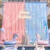 10ft x 8ft Pink Blue Tulle Photo Backdrop Curtain with Lights String for Gender Reveal Sheer Curtain Back Drop Baby Shower Backdrop for Boy or Girls Birthday Party Photo Booth Background Decorations view 3