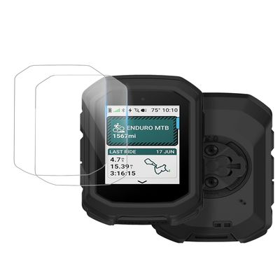 Case Cover for for Garmin Edge MTB GPS Bike Computer - Silicone Case with 2 pcs Tempered Glass Screen Protector,Anti-Scratch &Shockproof &Transparent, High Definition Full Coverage (Black)