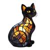 Cat Lamp Stained Night Light,Cute Resin Cats Table Lamps,Retro Pet Themed Lights Series for Animal Lovers,Novelty Tabletop LED Warm Light,Funny Home Figurine Living Room Bedroom Decor (Cat-B) view 2