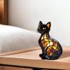 Cat Lamp Stained Night Light,Cute Resin Cats Table Lamps,Retro Pet Themed Lights Series for Animal Lovers,Novelty Tabletop LED Warm Light,Funny Home Figurine Living Room Bedroom Decor (Cat-B) view 3