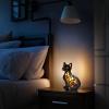 Cat Lamp Stained Night Light,Cute Resin Cats Table Lamps,Retro Pet Themed Lights Series for Animal Lovers,Novelty Tabletop LED Warm Light,Funny Home Figurine Living Room Bedroom Decor (Cat-B) view 4