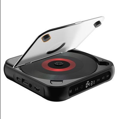 Portable CD Player with Bluetooth 5.3 Transmitter, 2000mAh Rechargeable, Built-in HiFi Dual Speakers, Supports CD/USB/AUX, LCD Display, Headphones Included for Home/Car (Black)