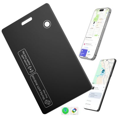 [2026 New] Wallet Tracker Card, Certifed by Apple Find My & Google's Find Hub, Android airtag, Item Locator, Credit Card Size Tracker, Card Holder Tracker, Keys, Bags (Black, 1 Pack)
