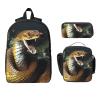 3PCS Cobra Snake Backpack Set with Insulated Lunch Box Pencil Pouch, 17inch Lightweight Laptop Bags Shoulder Lunch Bag and Pencil Case Bag 3-in-1 Set view 2