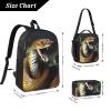 3PCS Cobra Snake Backpack Set with Insulated Lunch Box Pencil Pouch, 17inch Lightweight Laptop Bags Shoulder Lunch Bag and Pencil Case Bag 3-in-1 Set view 4