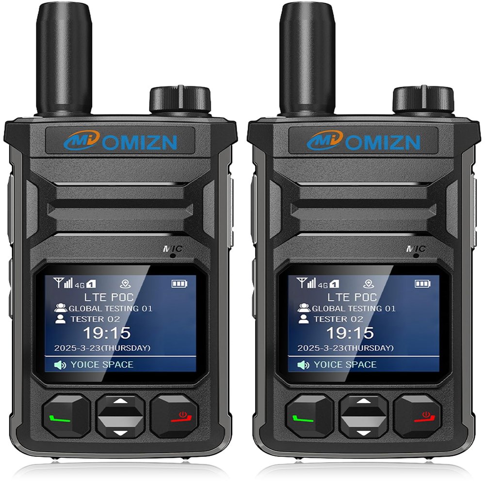 OMIZN 4G Ultra-Thin Walkie Talkies Unlimited Range IP65 AES256 Encrypted Nationwide Coverage Global Use Rugged Handheld Staff Scheduling Team Management 2 Kits with SIM Card