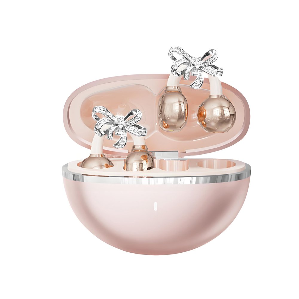 BEVCEFCC Clip-On Wireless Bluetooth Earbuds with Stylish Earrings Design, Lightweight Comfort, 48H Playtime for Women (Pink)