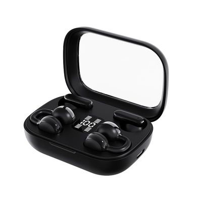 2-in-1 Ear Clip and semi-in-Ear 2 Pairs of Headphones The New Model in 2025 is Equipped with Intelligent Digital Display Power Bank Outdoor Sports air Conduction (Black)