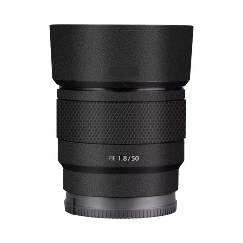 Camera Skin Wrap Lens Skins Protector Anti-Scratch Coat Wrap Cover Sticker for Sony FE 50mm F1.8 50 1.8(Leather Black)
