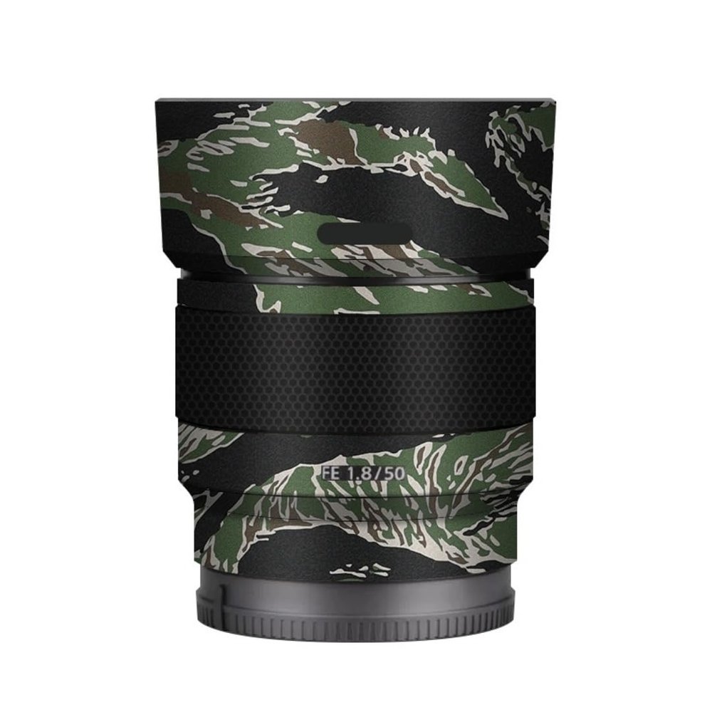 Camera Skin Wrap Lens Skins Protector Anti-Scratch Coat Wrap Cover Sticker for Sony FE 50mm F1.8 50 1.8(Tiger Stripe Camo)