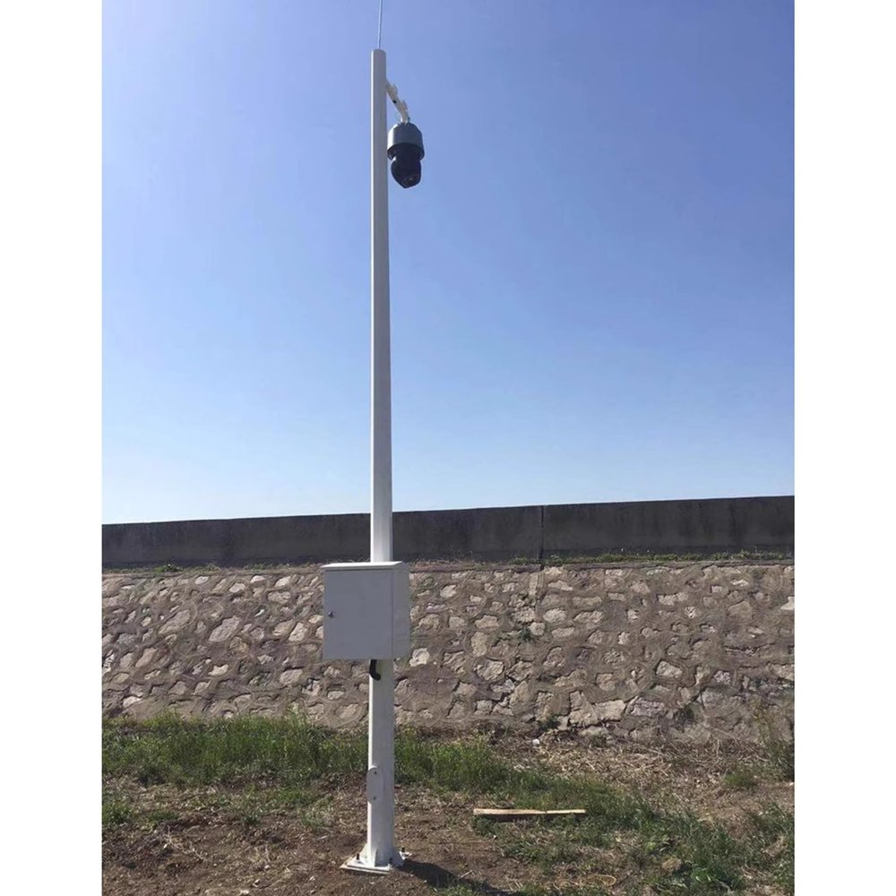 CHZDPP Universal Security Camera Pole for Dome/P-T-Z/C-C-T-V Cameras, Ground Mount Surveillance Column for Street/Airports/Factory/Residential Areas, with Installation Accessories(217in (5.5m))