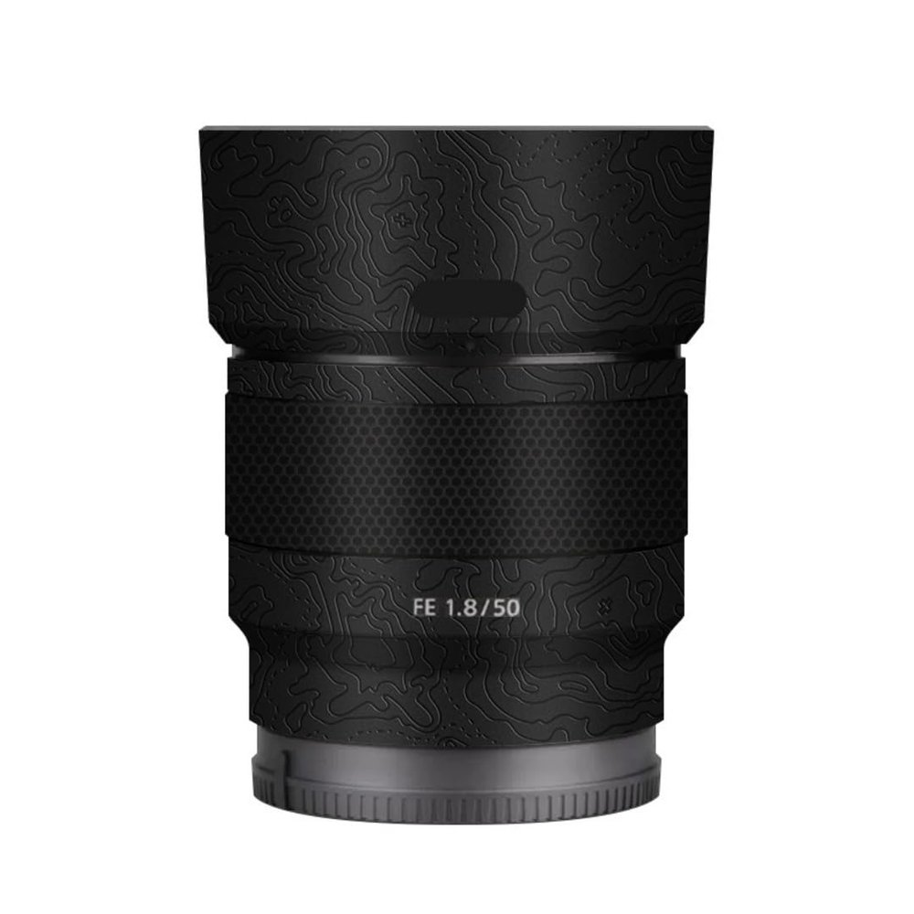 Camera Skin Wrap Lens Skins Protector Anti-Scratch Coat Wrap Cover Sticker for Sony FE 50mm F1.8 50 1.8(Contour Black Glossy)
