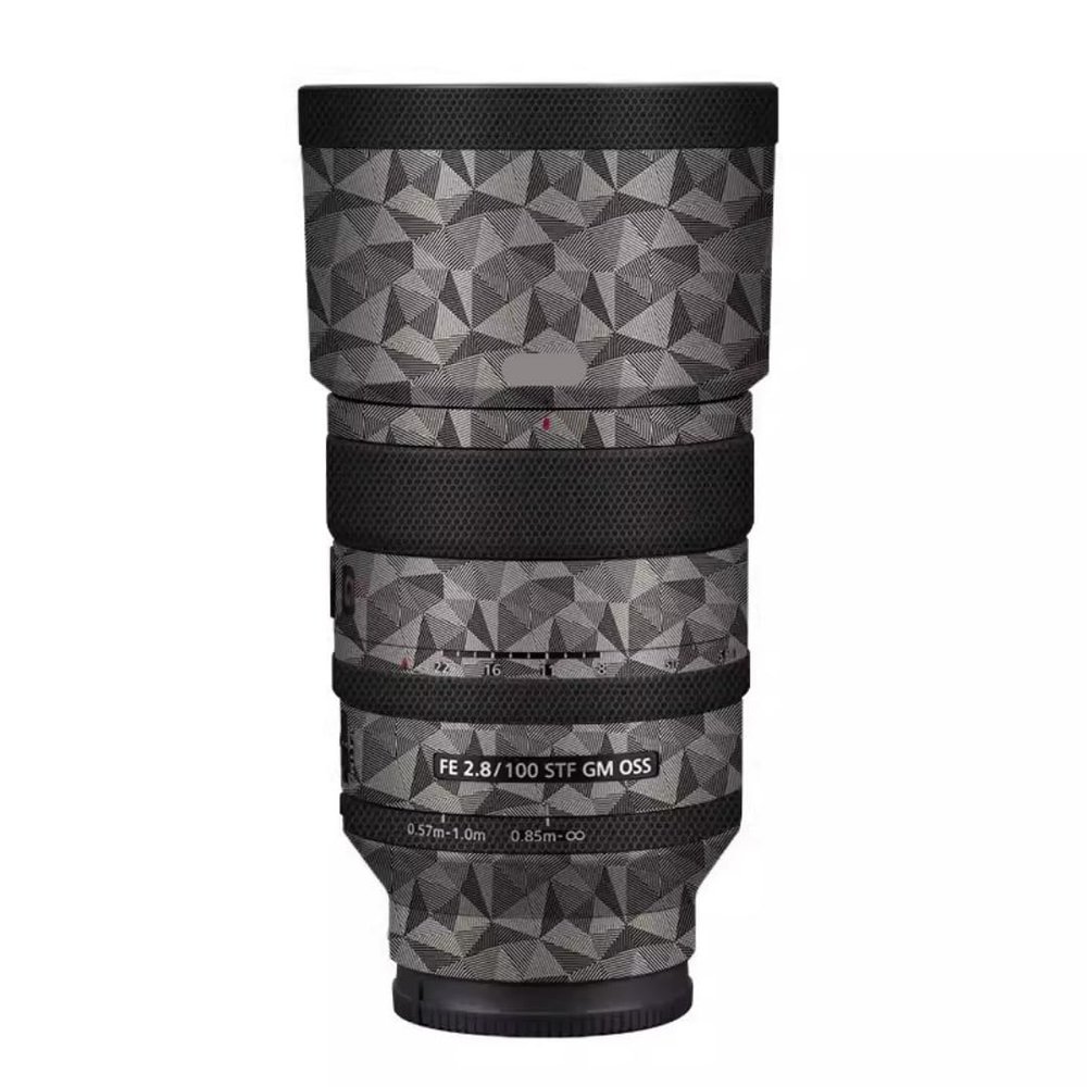 Camera Lens Sticker for Sony FE 100mm F2.8 STF GM Macro Coat Wraps Film Protector Vinyl Decal Skin 100 2.8(Triangle Titanium)